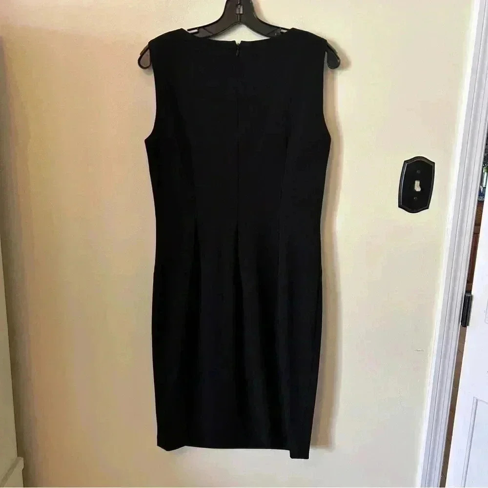 Calvin Klein Black Sheath Dress with Gold Broach - Picture 6 of 7